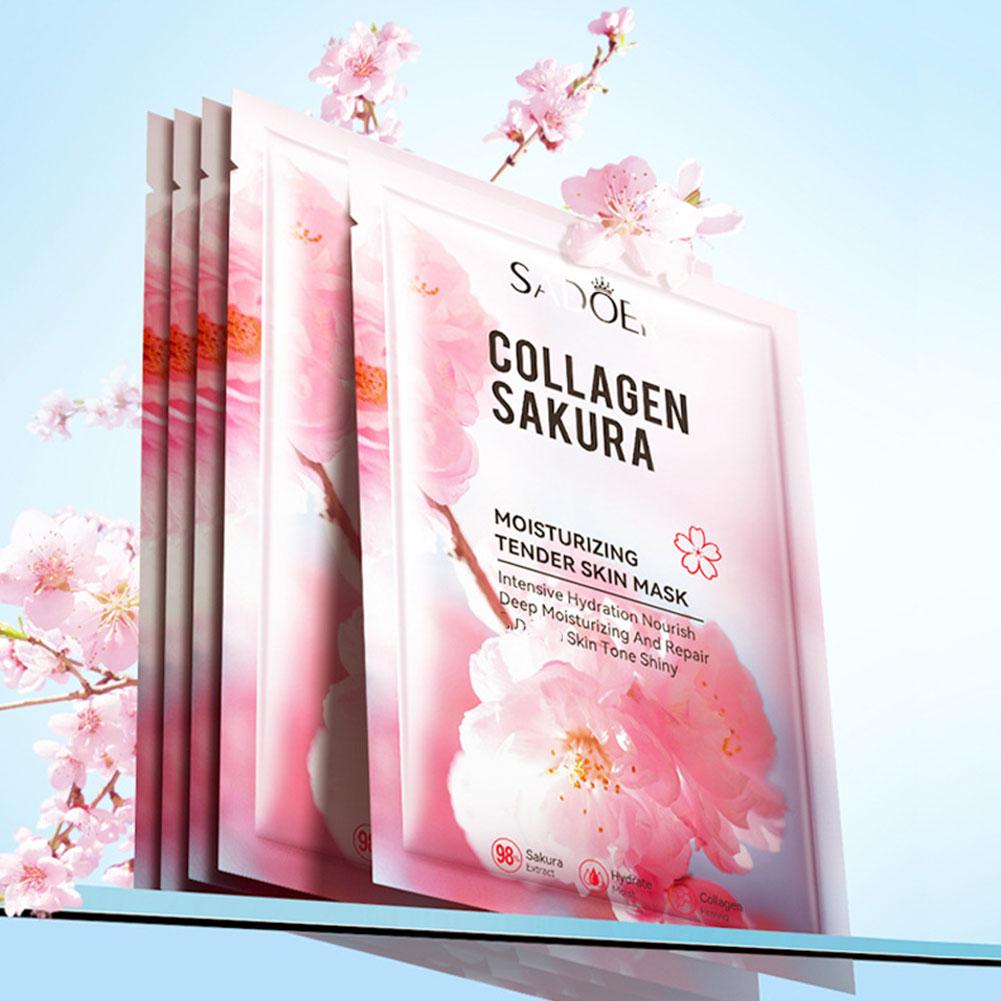 5Pcs Collagen Sakura Face Mask - огляд і ціна Sheet Mask Collagen